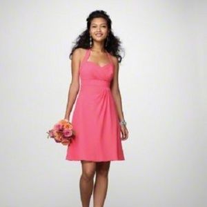 Alfred Angelo Coral Chiffon Cocktail Halter Dress